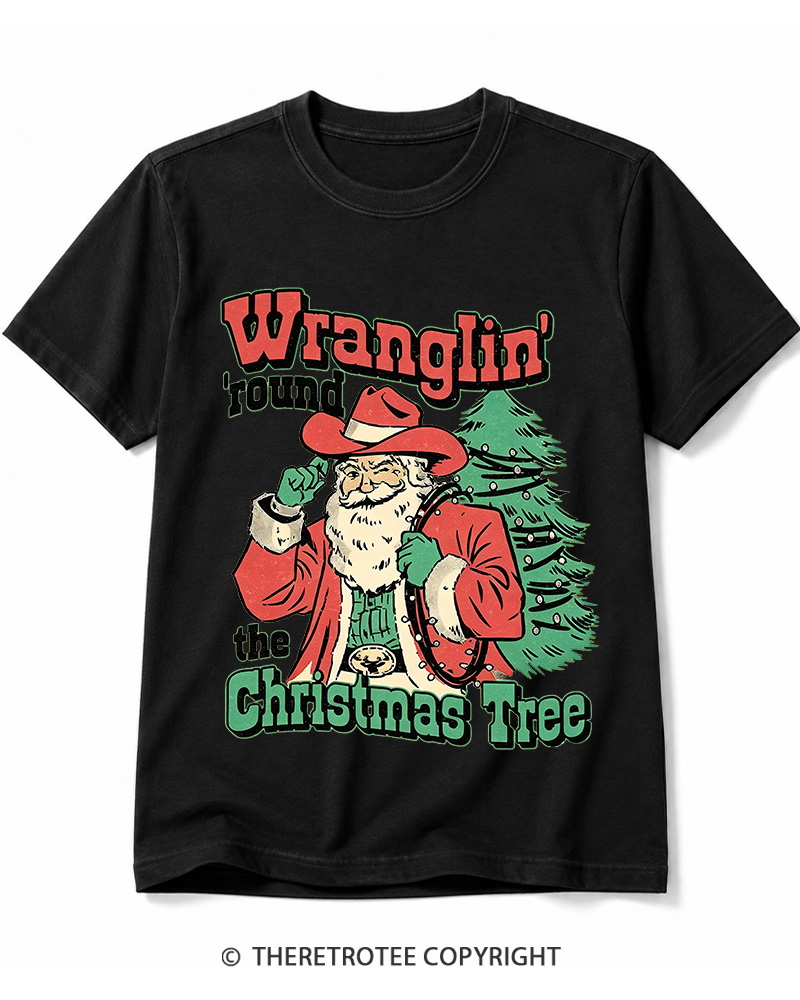 TheRetroTee Wranglin’ Round The Christmas Tree 1970s Cotton T-Shirt