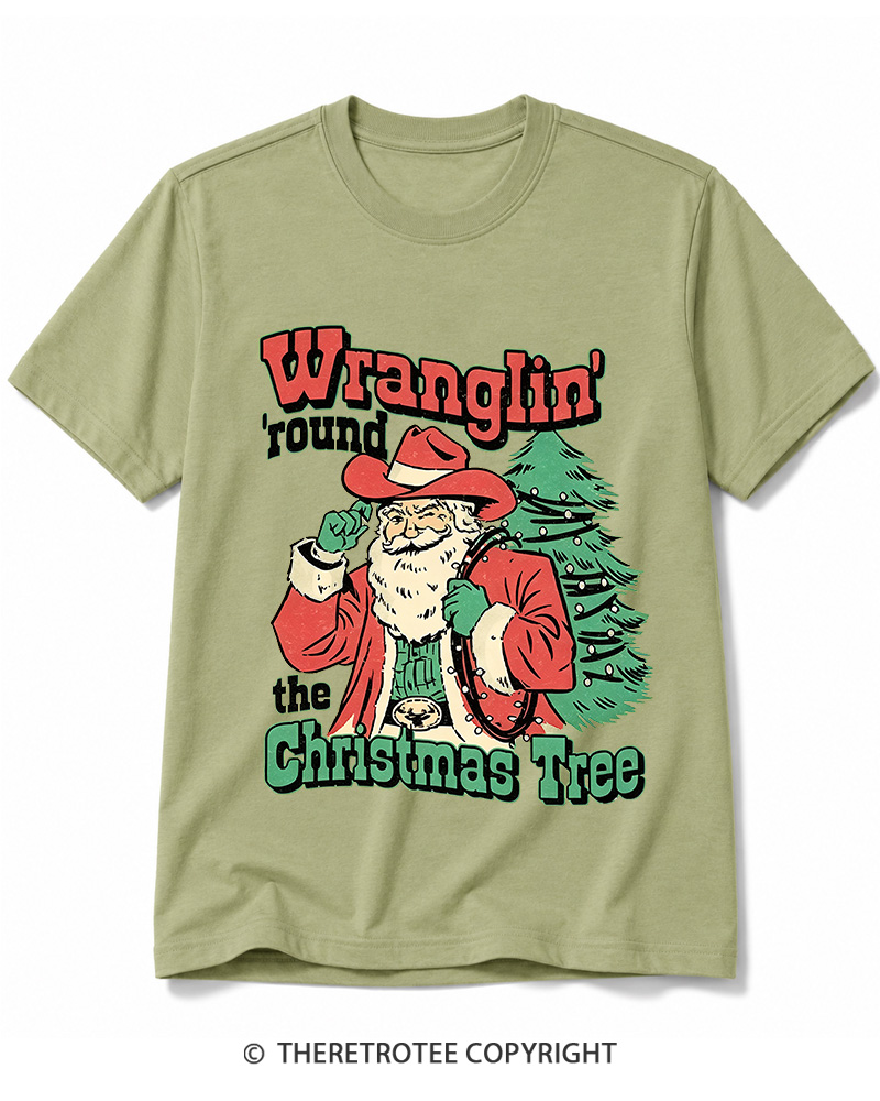 TheRetroTee Wranglin’ Round The Christmas Tree 1970s Cotton T-Shirt