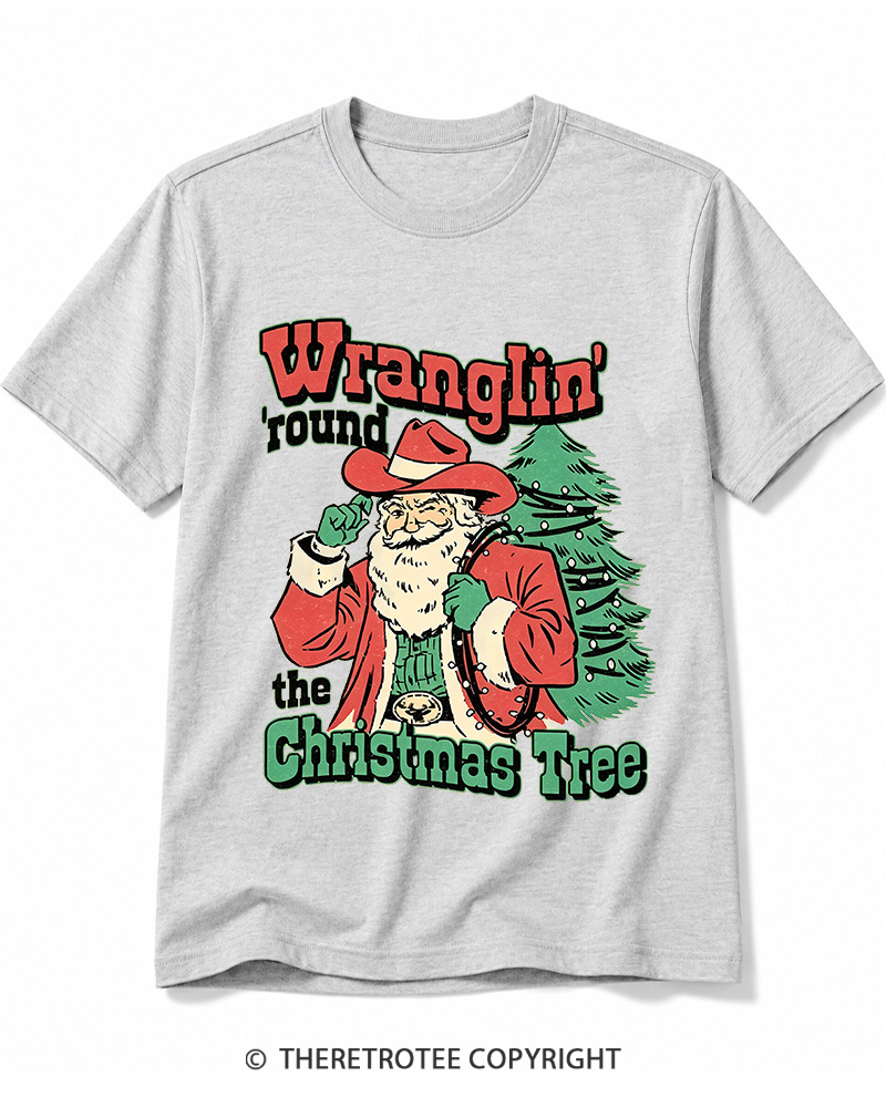 TheRetroTee Wranglin’ Round The Christmas Tree 1970s Cotton T-Shirt
