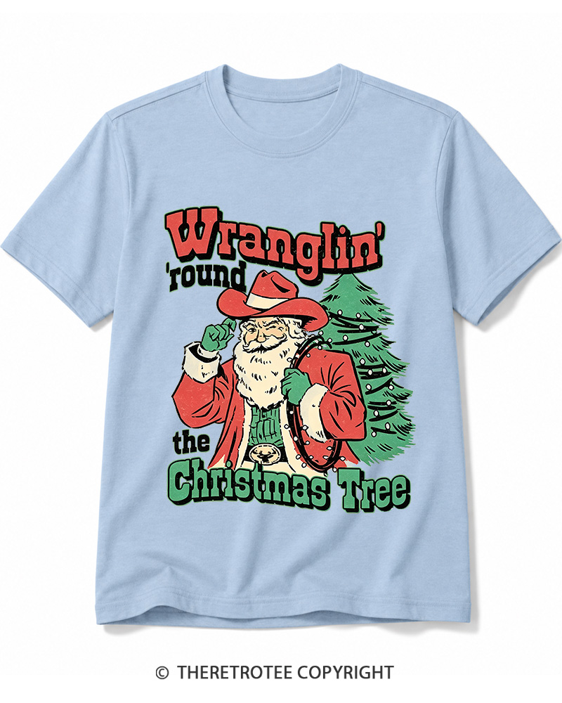 TheRetroTee Wranglin’ Round The Christmas Tree 1970s Cotton T-Shirt