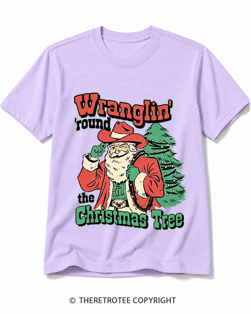 TheRetroTee Wranglin’ Round The Christmas Tree 1970s Cotton T-Shirt