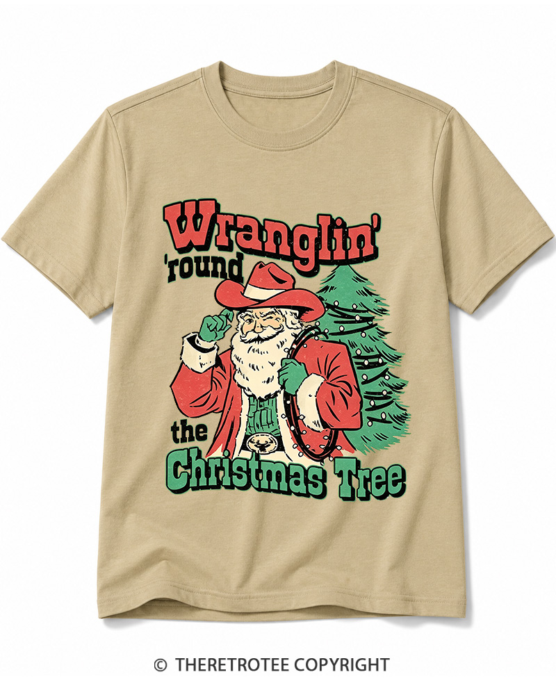 TheRetroTee Wranglin’ Round The Christmas Tree 1970s Cotton T-Shirt