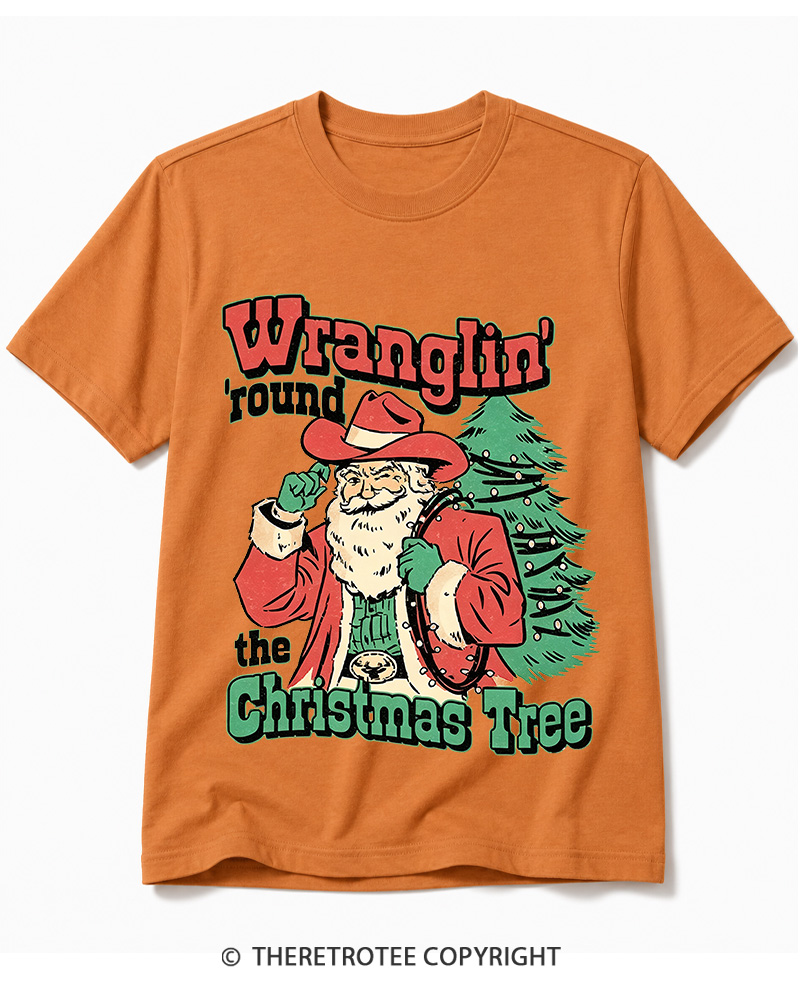 TheRetroTee Wranglin’ Round The Christmas Tree 1970s Cotton T-Shirt