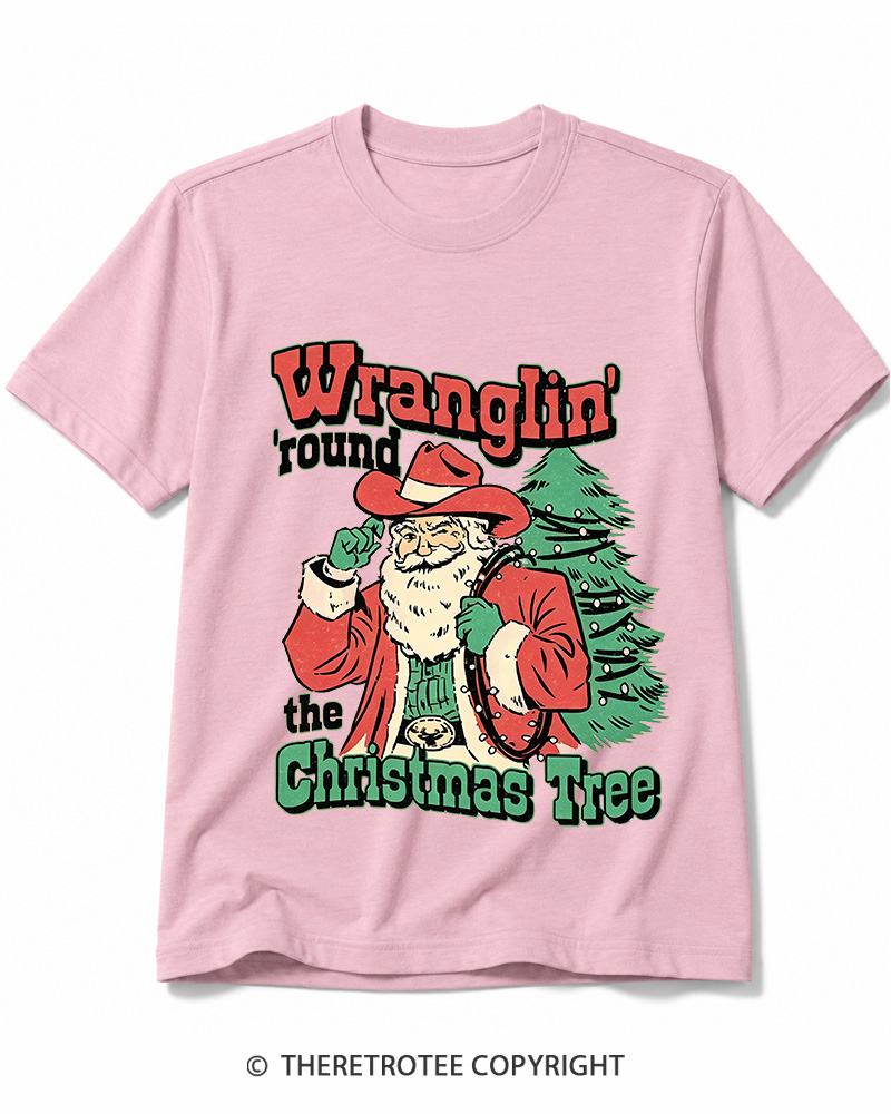 TheRetroTee Wranglin’ Round The Christmas Tree 1970s Cotton T-Shirt