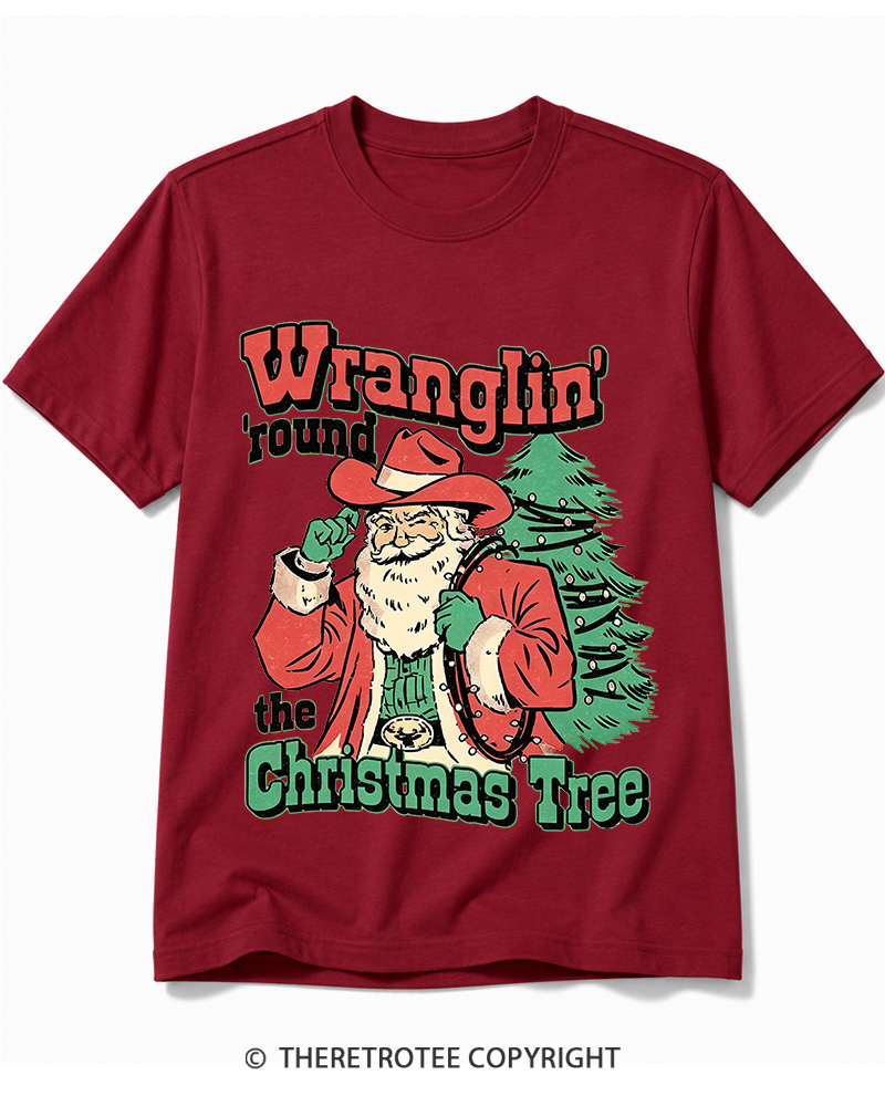 TheRetroTee Wranglin’ Round The Christmas Tree 1970s Cotton T-Shirt