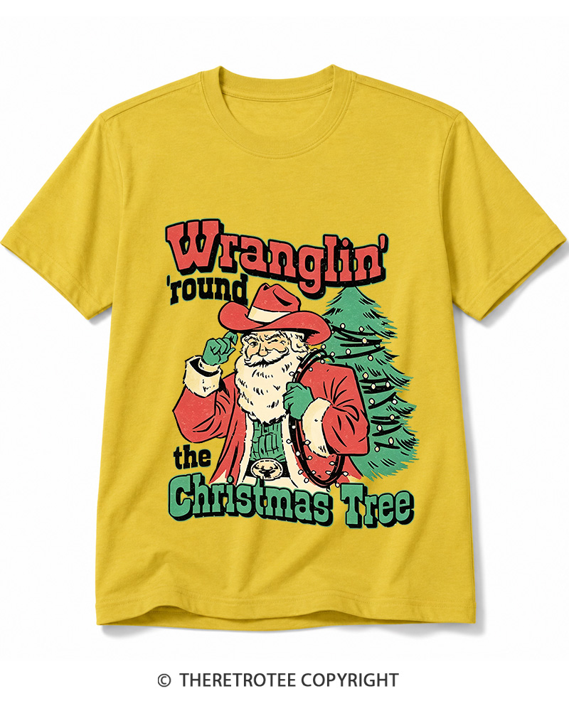 TheRetroTee Wranglin’ Round The Christmas Tree 1970s Cotton T-Shirt
