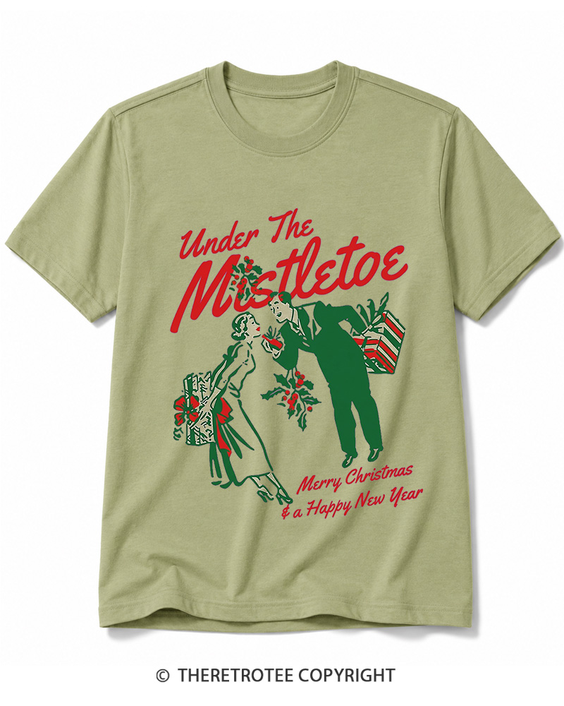 TheRetroTee Under The Mistletoe Merry Christmas & A Happy New Year 1950s Cotton T-Shirt