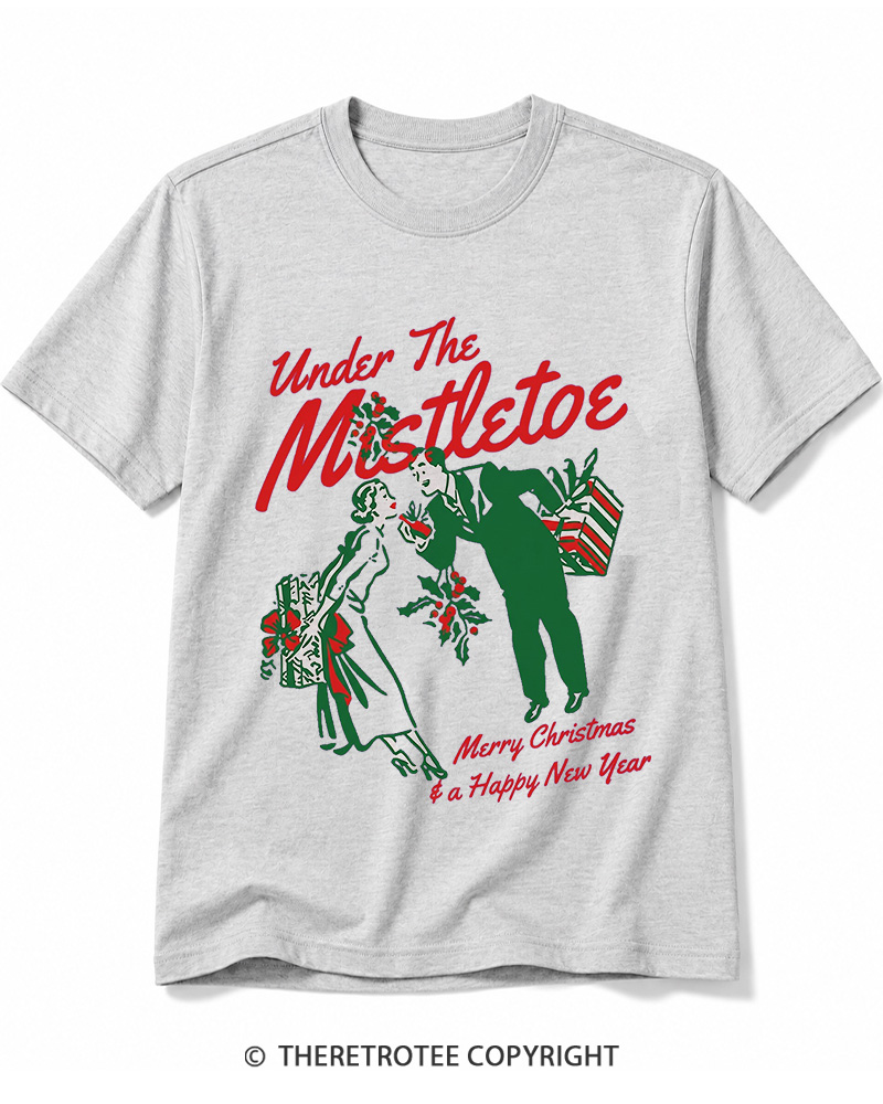 TheRetroTee Under The Mistletoe Merry Christmas & A Happy New Year 1950s Cotton T-Shirt