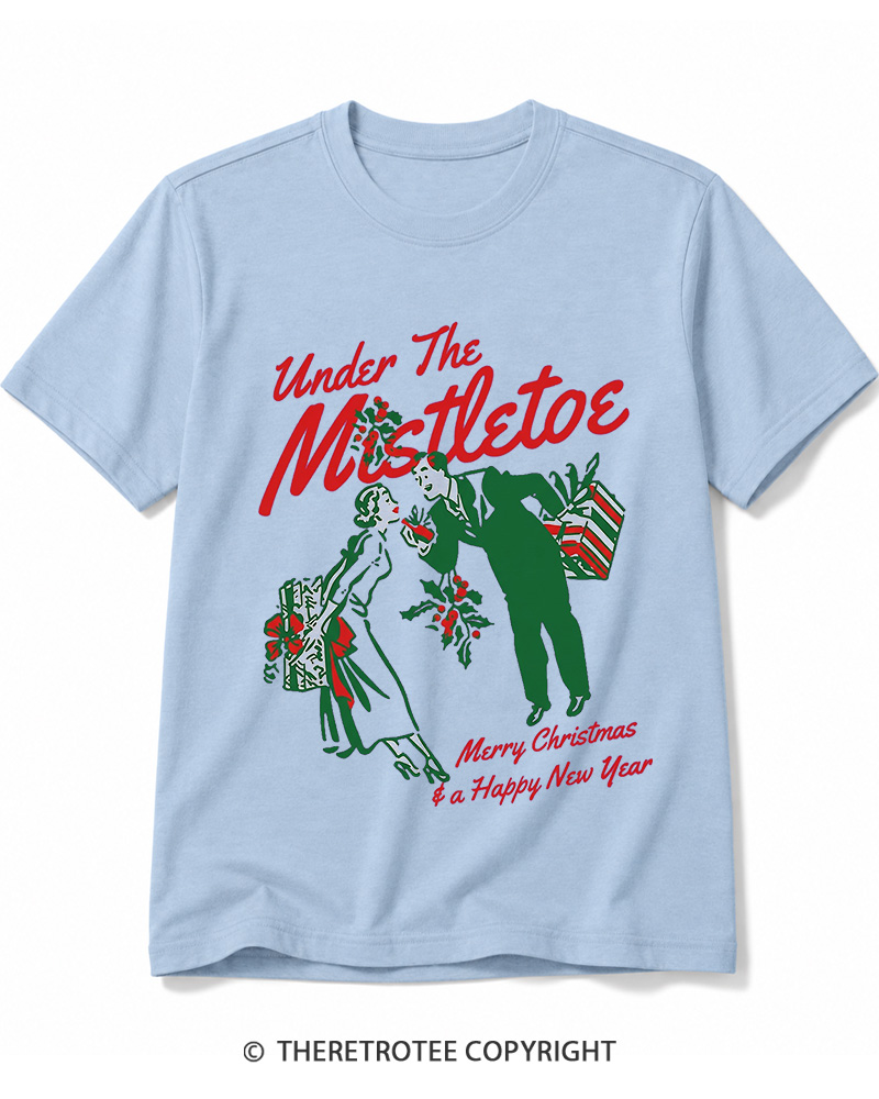 TheRetroTee Under The Mistletoe Merry Christmas & A Happy New Year 1950s Cotton T-Shirt