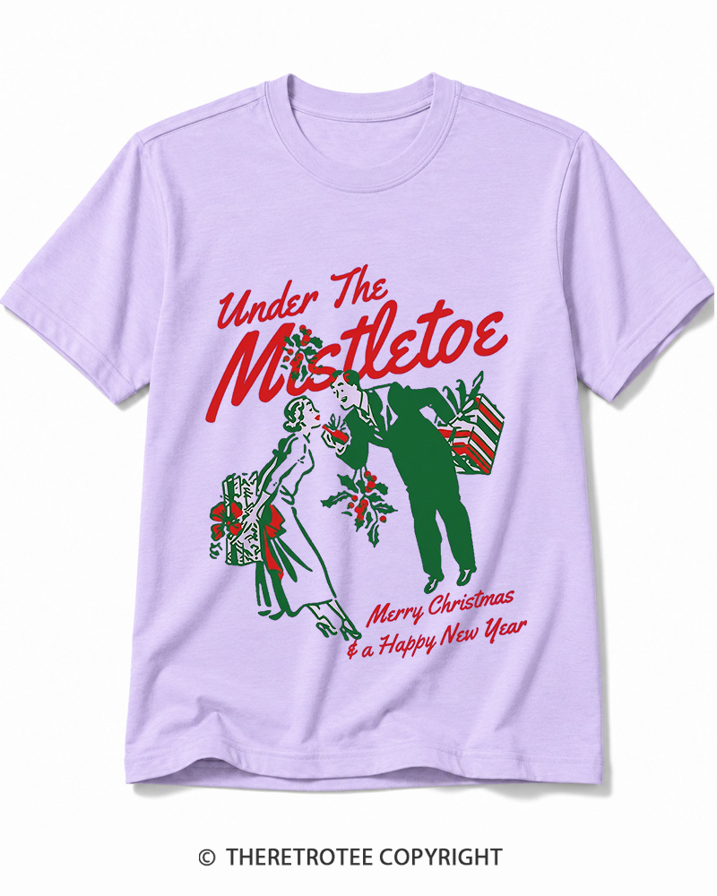 TheRetroTee Under The Mistletoe Merry Christmas & A Happy New Year 1950s Cotton T-Shirt