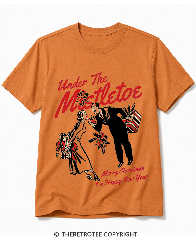 TheRetroTee Under The Mistletoe Merry Christmas & A Happy New Year 1950s Cotton T-Shirt
