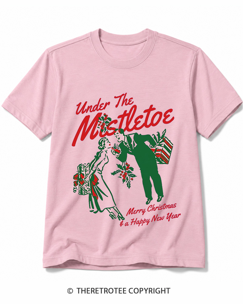 TheRetroTee Under The Mistletoe Merry Christmas & A Happy New Year 1950s Cotton T-Shirt