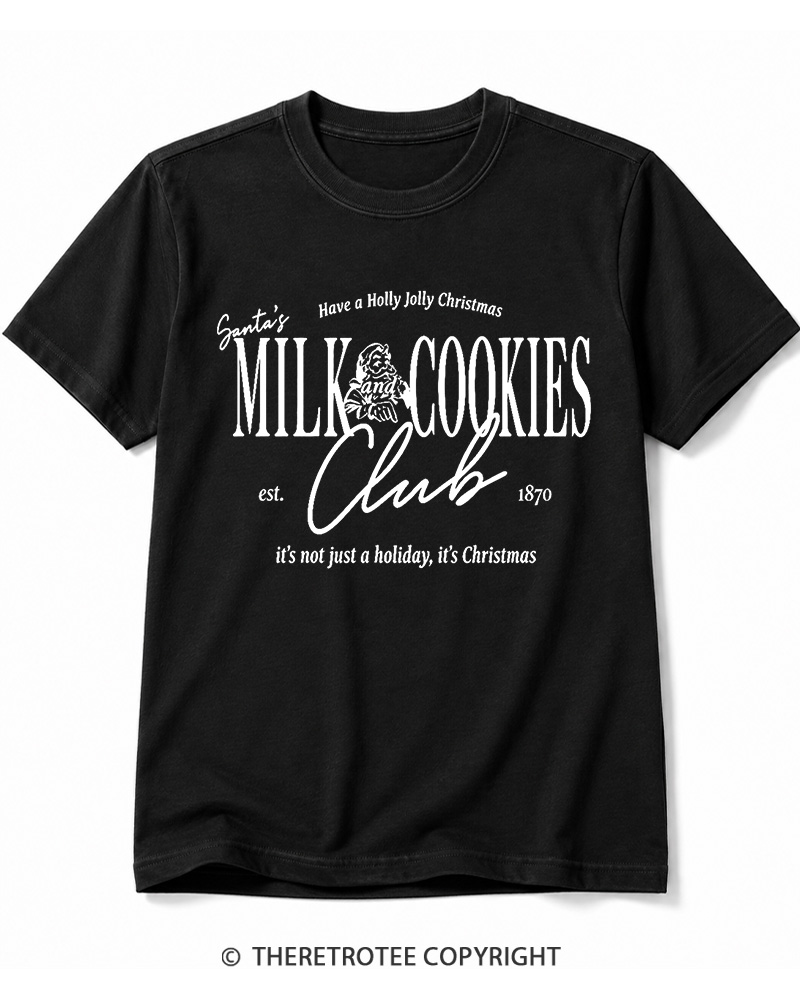 TheRetroTee Santa’s Milk and Cookies Club 1950s Cotton T-Shirt