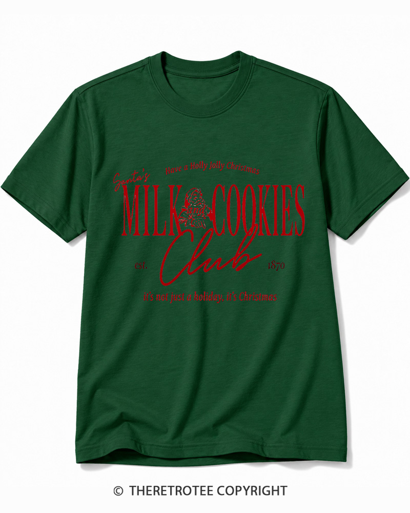 TheRetroTee Santa’s Milk and Cookies Club 1950s Cotton T-Shirt