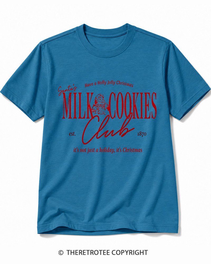 TheRetroTee Santa’s Milk and Cookies Club 1950s Cotton T-Shirt