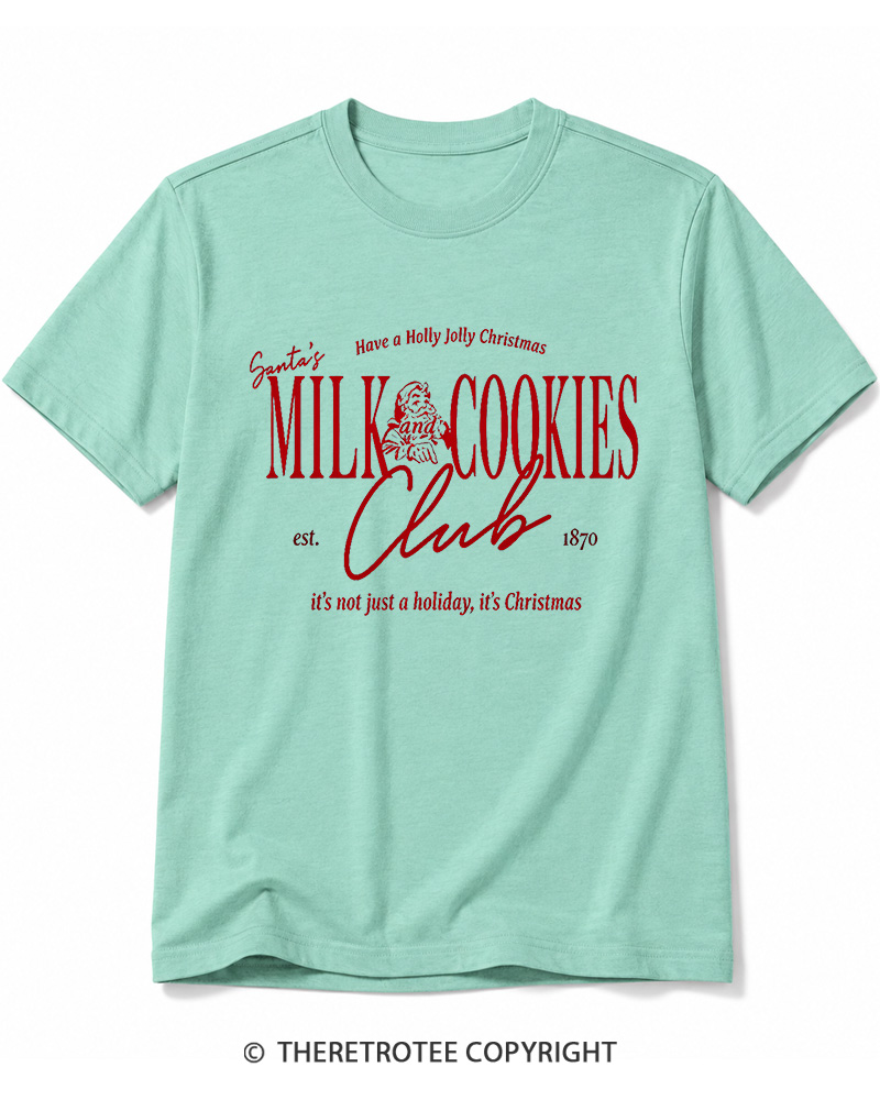 TheRetroTee Santa’s Milk and Cookies Club 1950s Cotton T-Shirt