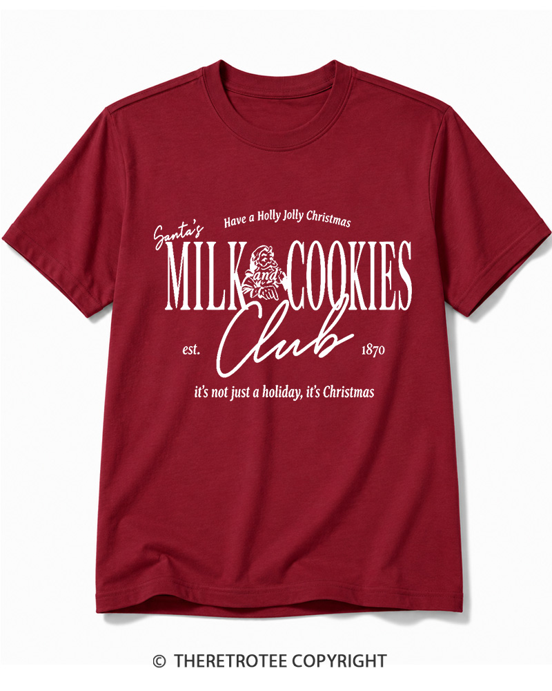 TheRetroTee Santa’s Milk and Cookies Club 1950s Cotton T-Shirt