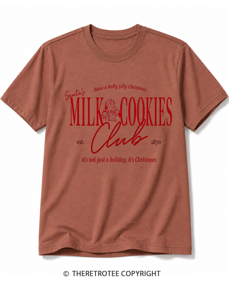 TheRetroTee Santa’s Milk and Cookies Club 1950s Cotton T-Shirt