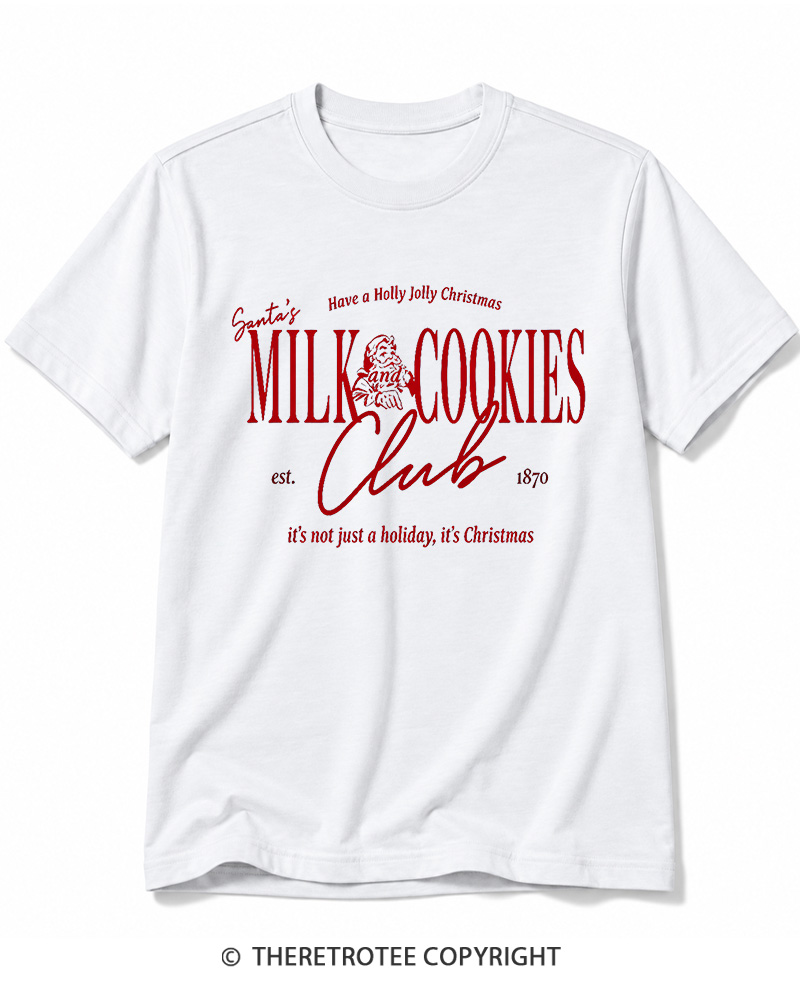 TheRetroTee Santa’s Milk and Cookies Club 1950s Cotton T-Shirt