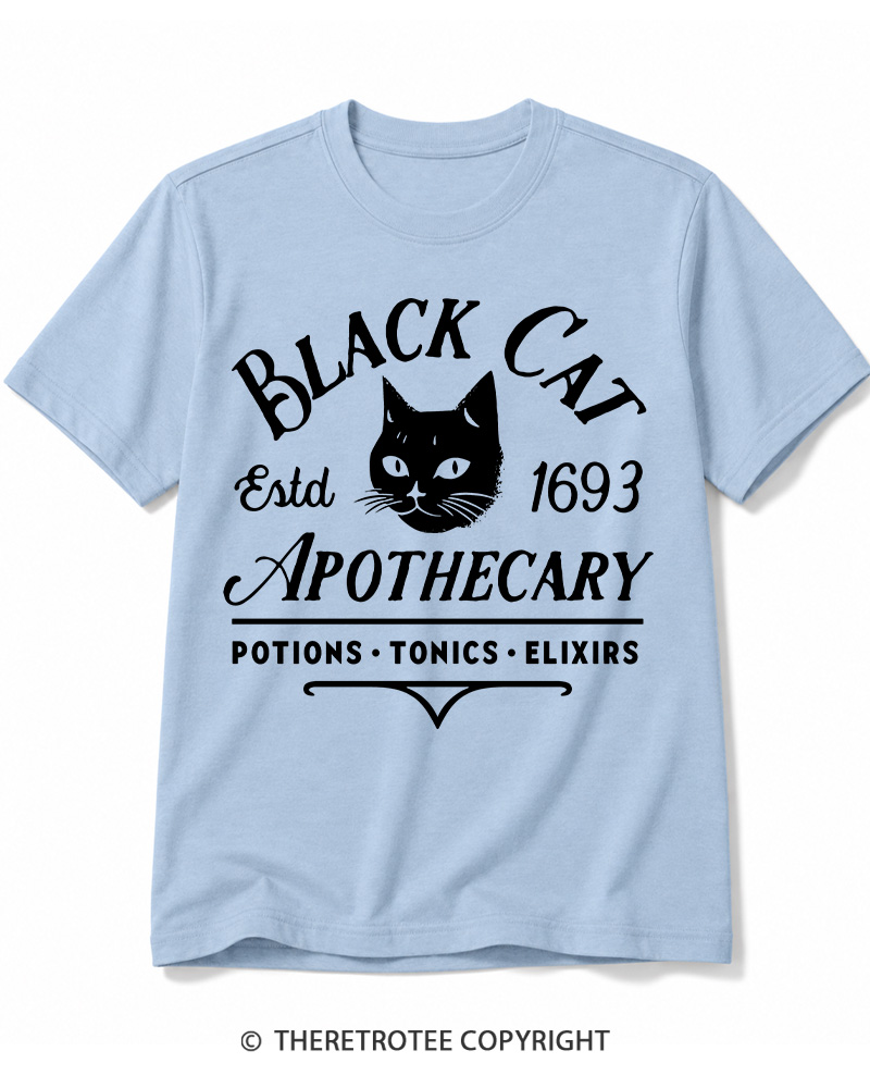 TheRetroTee Black Cat Apothecary Vintage Cotton T-Shirt