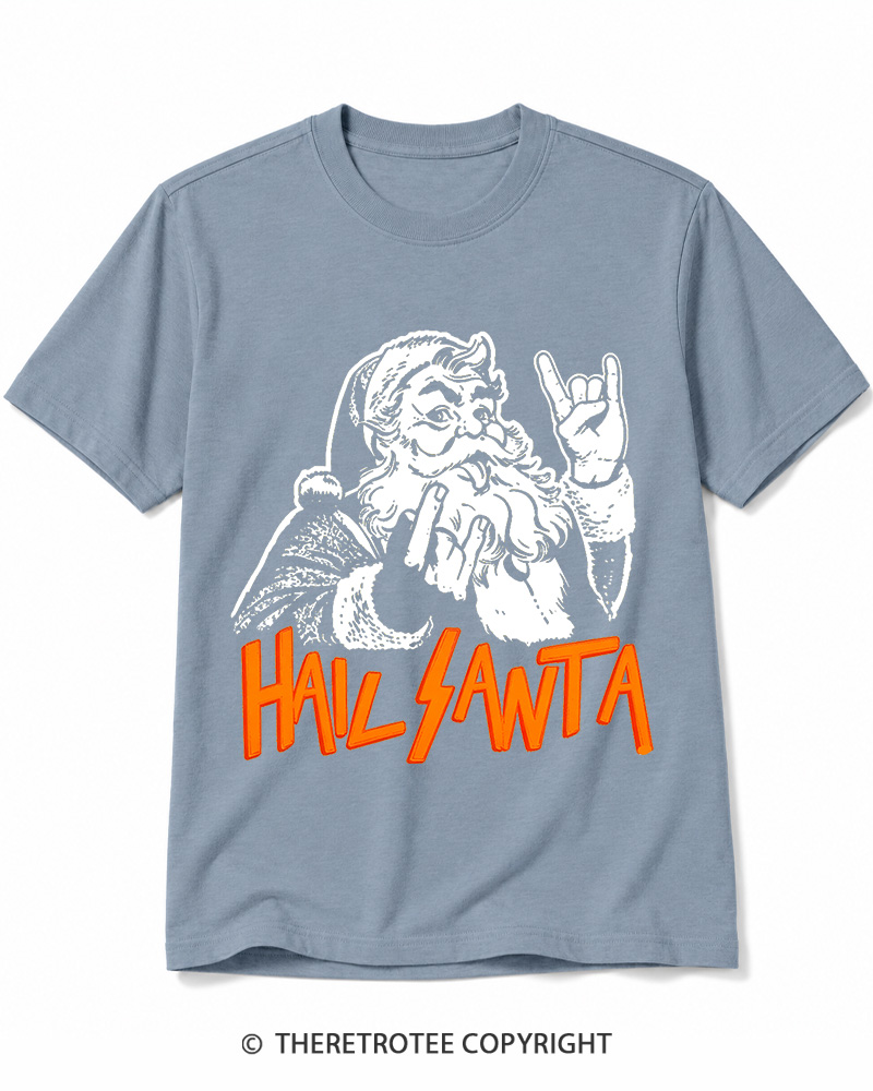 TheRetroTee Hail Santa 1980s Cotton T-Shirt