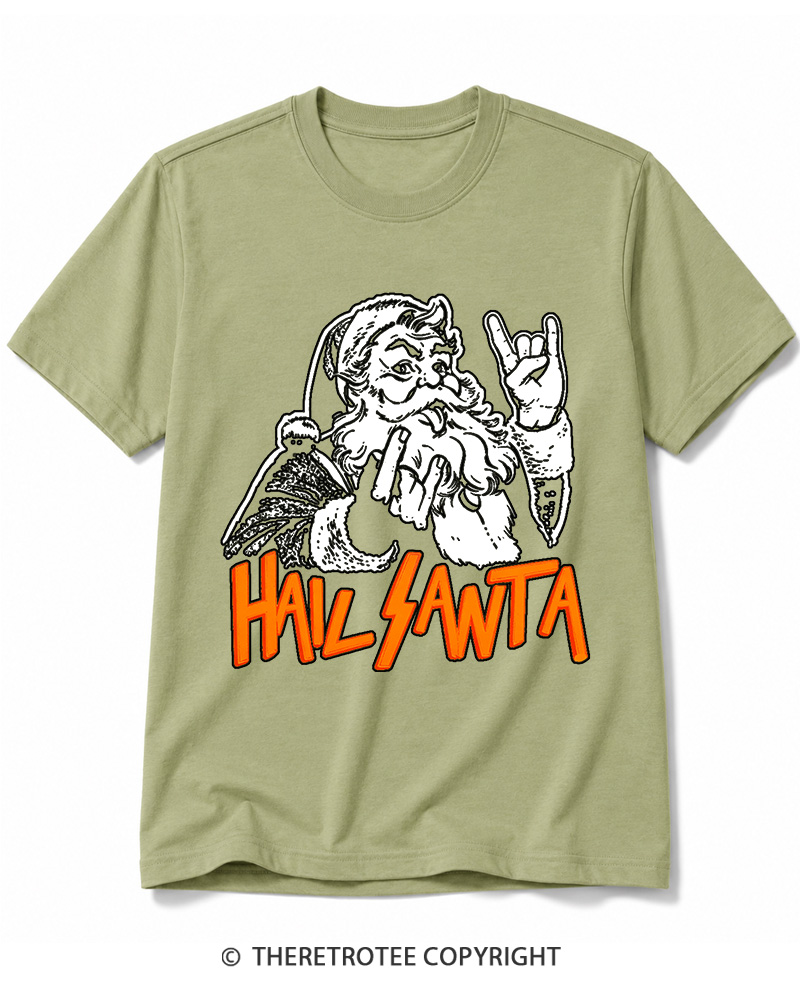 TheRetroTee Hail Santa 1980s Cotton T-Shirt