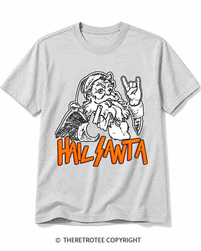 TheRetroTee Hail Santa 1980s Cotton T-Shirt