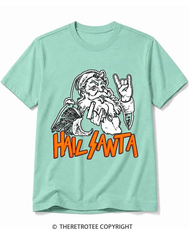TheRetroTee Hail Santa 1980s Cotton T-Shirt