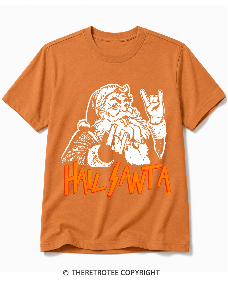TheRetroTee Hail Santa 1980s Cotton T-Shirt