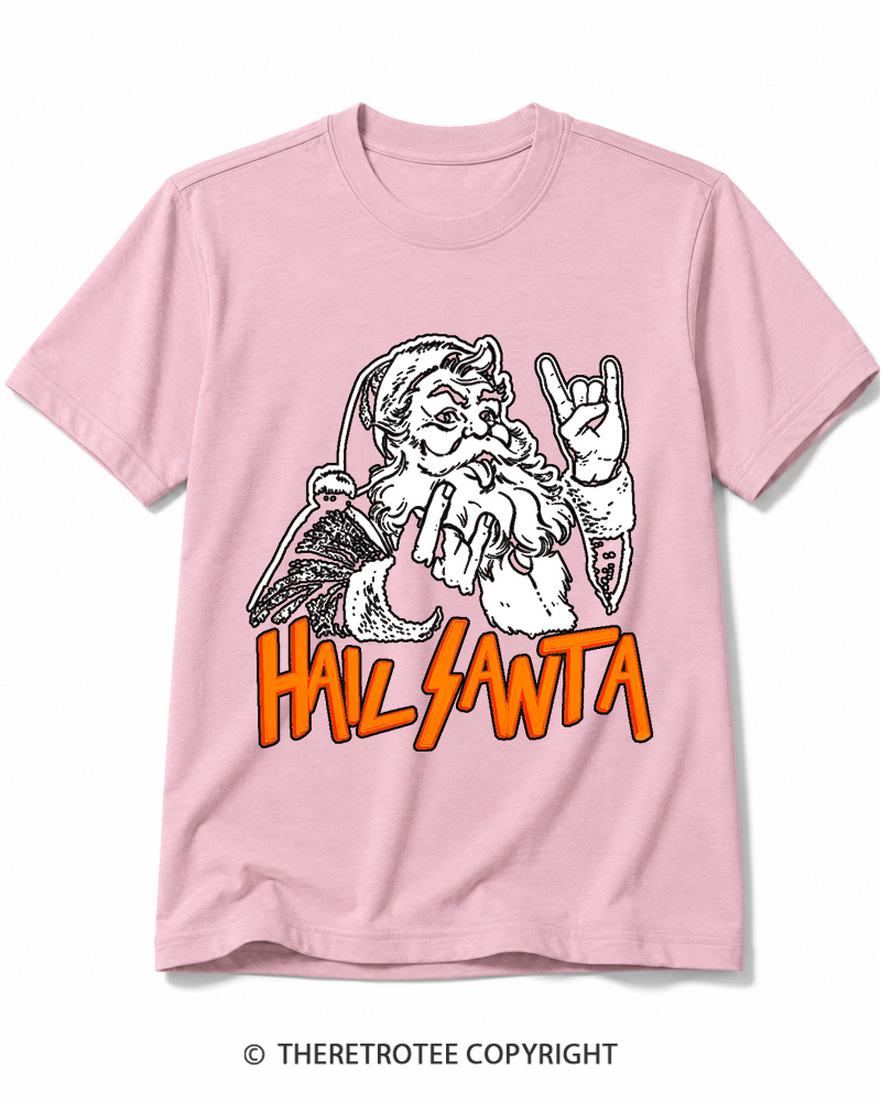TheRetroTee Hail Santa 1980s Cotton T-Shirt