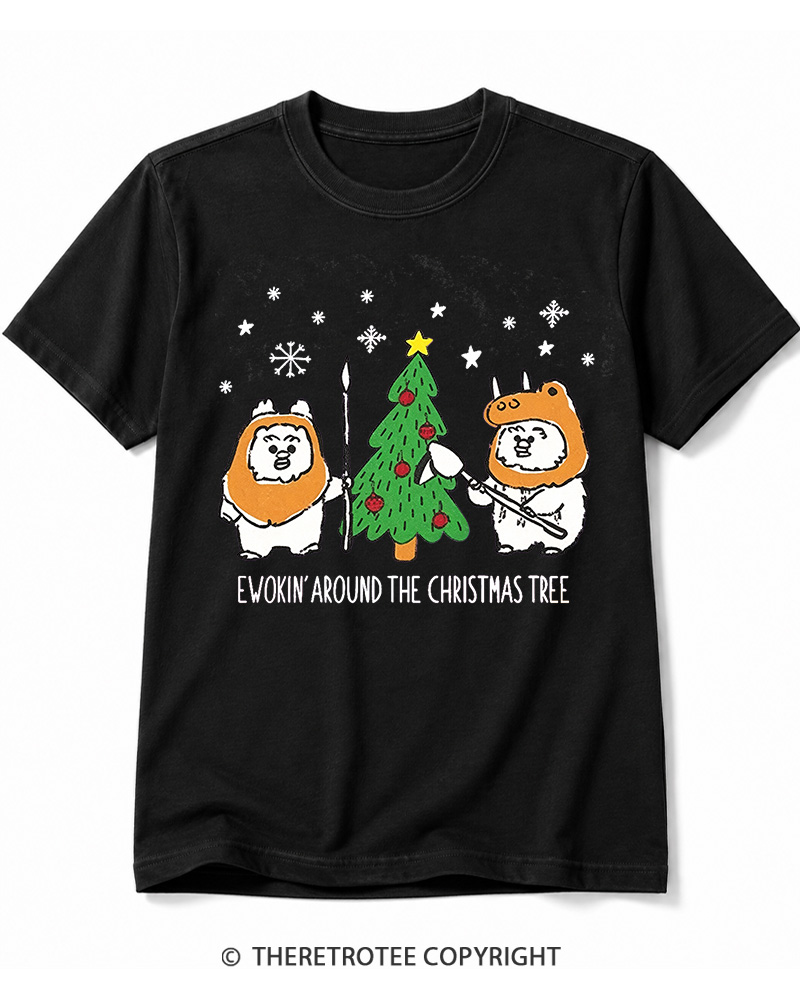 TheRetroTee Ewokin’ Around The Christmas Tree 1980s Cotton T-Shirt