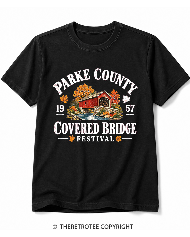 TheRetroTee 1957 Parke County Covered Bridge Festival Cotton T-Shirt