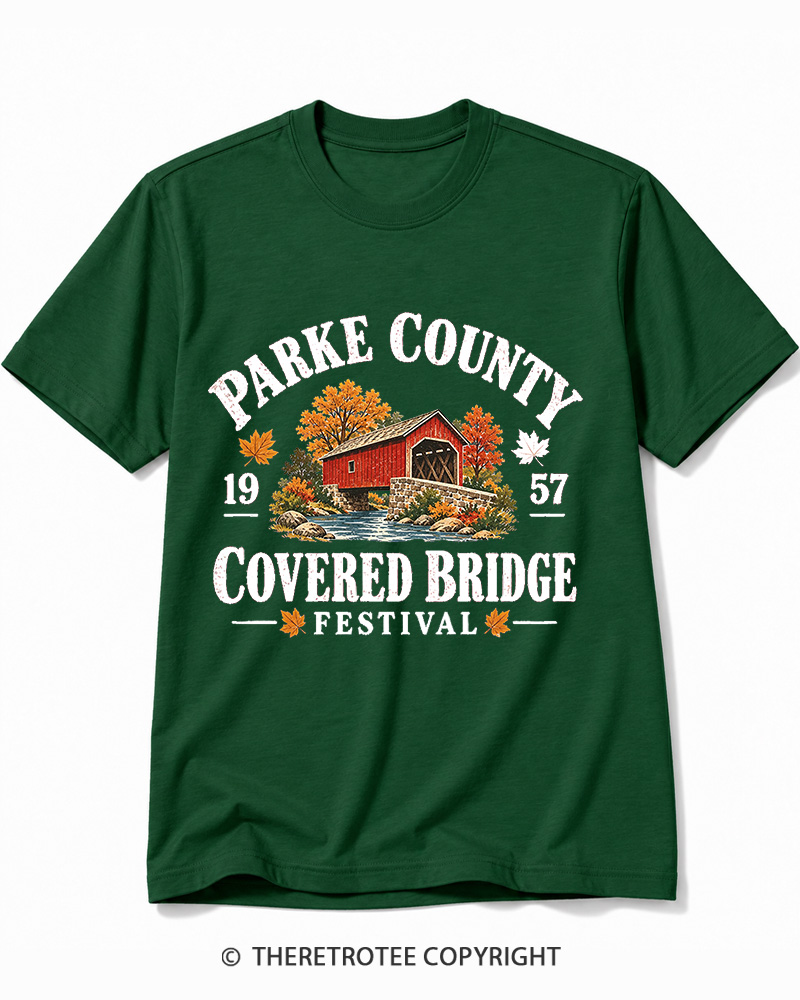 TheRetroTee 1957 Parke County Covered Bridge Festival Cotton T-Shirt