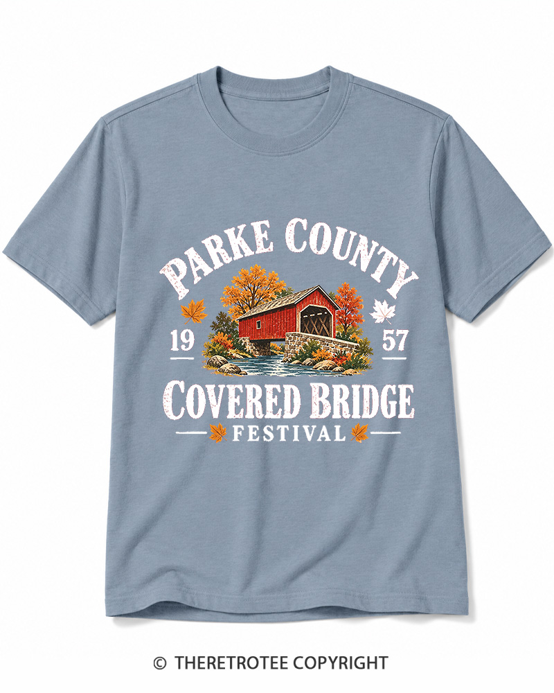 TheRetroTee 1957 Parke County Covered Bridge Festival Cotton T-Shirt