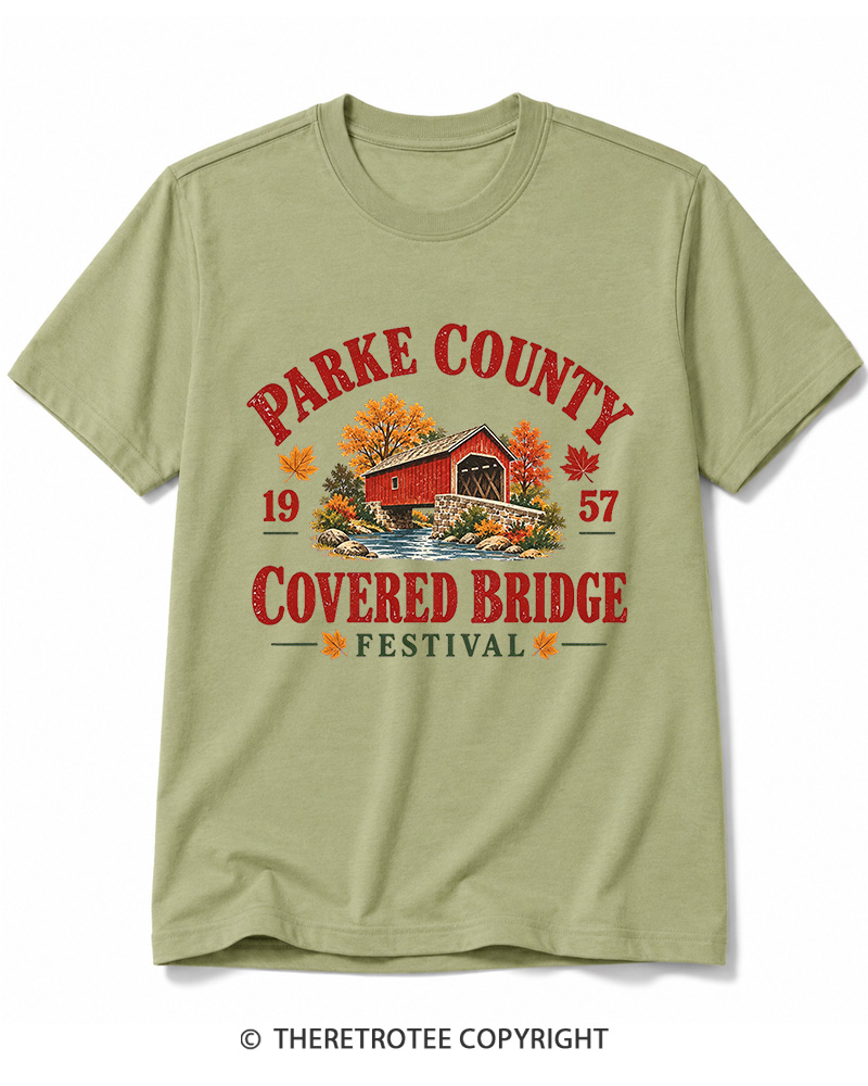 TheRetroTee 1957 Parke County Covered Bridge Festival Cotton T-Shirt