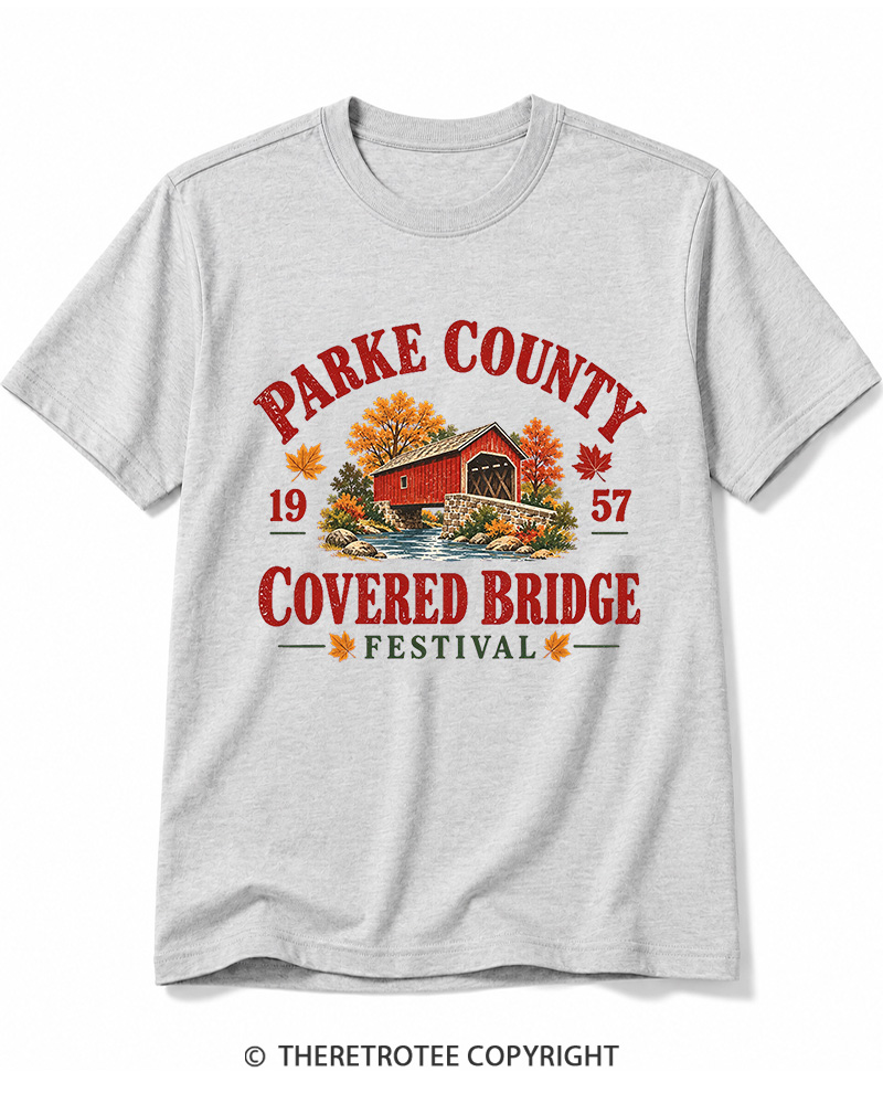 TheRetroTee 1957 Parke County Covered Bridge Festival Cotton T-Shirt