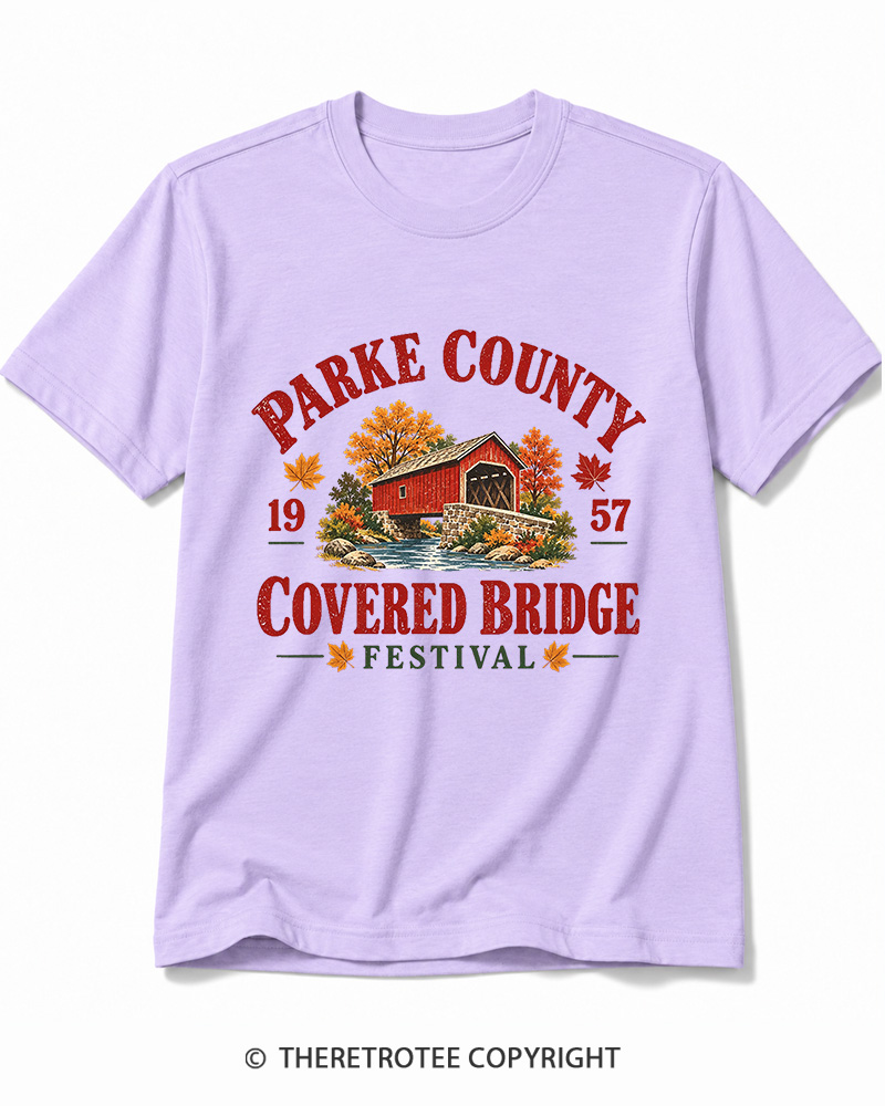 TheRetroTee 1957 Parke County Covered Bridge Festival Cotton T-Shirt
