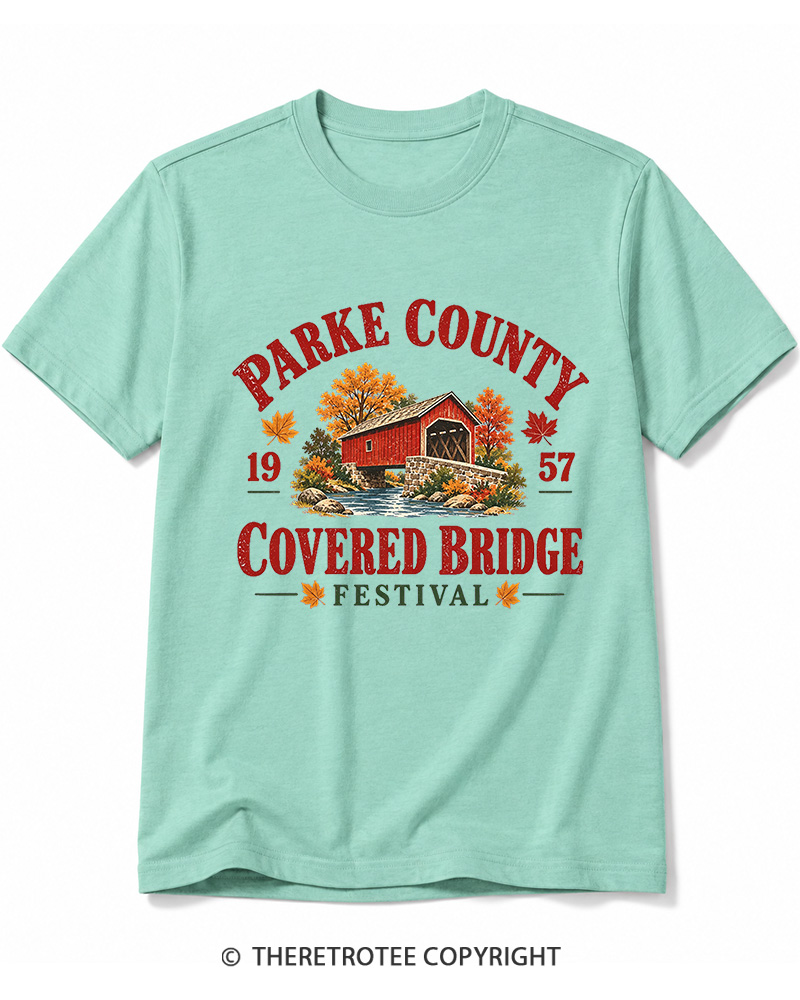TheRetroTee 1957 Parke County Covered Bridge Festival Cotton T-Shirt