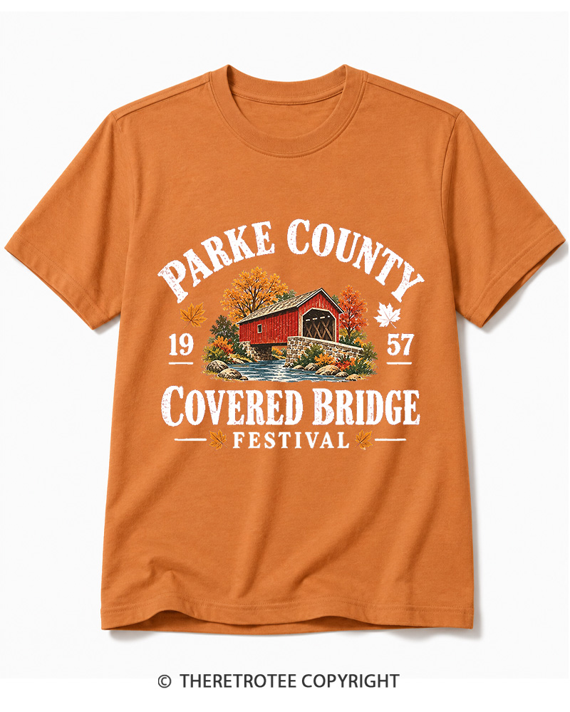 TheRetroTee 1957 Parke County Covered Bridge Festival Cotton T-Shirt