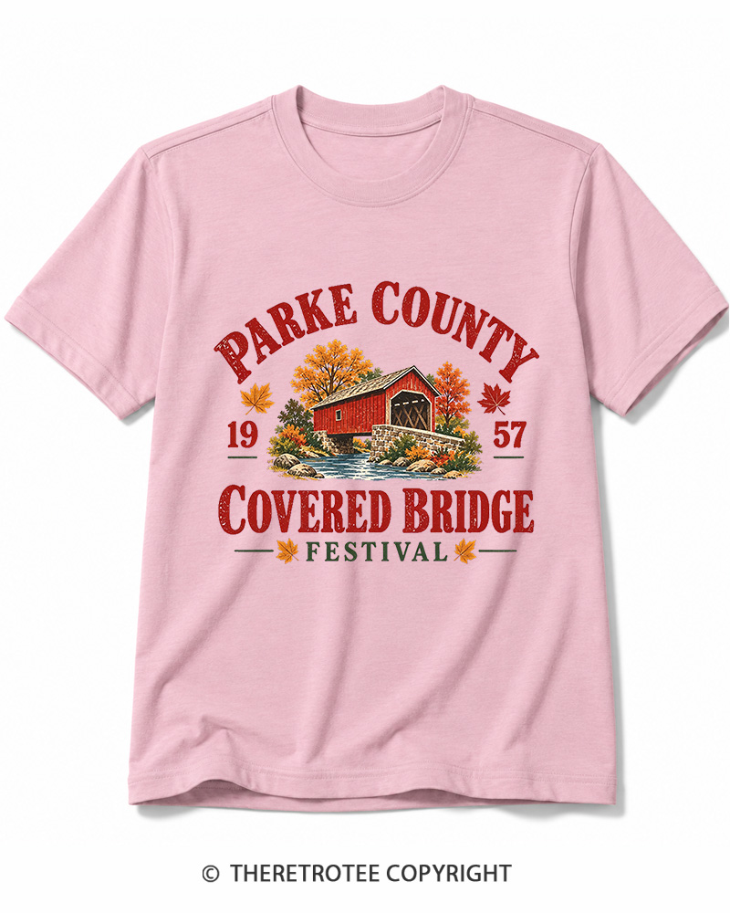 TheRetroTee 1957 Parke County Covered Bridge Festival Cotton T-Shirt