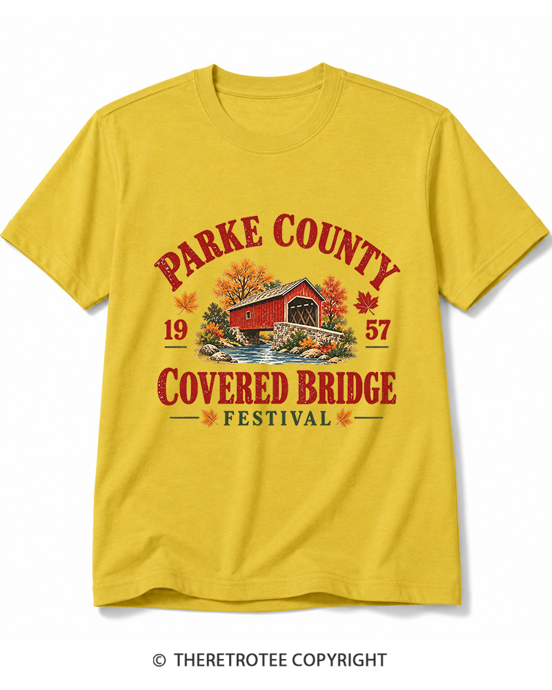 TheRetroTee 1957 Parke County Covered Bridge Festival Cotton T-Shirt