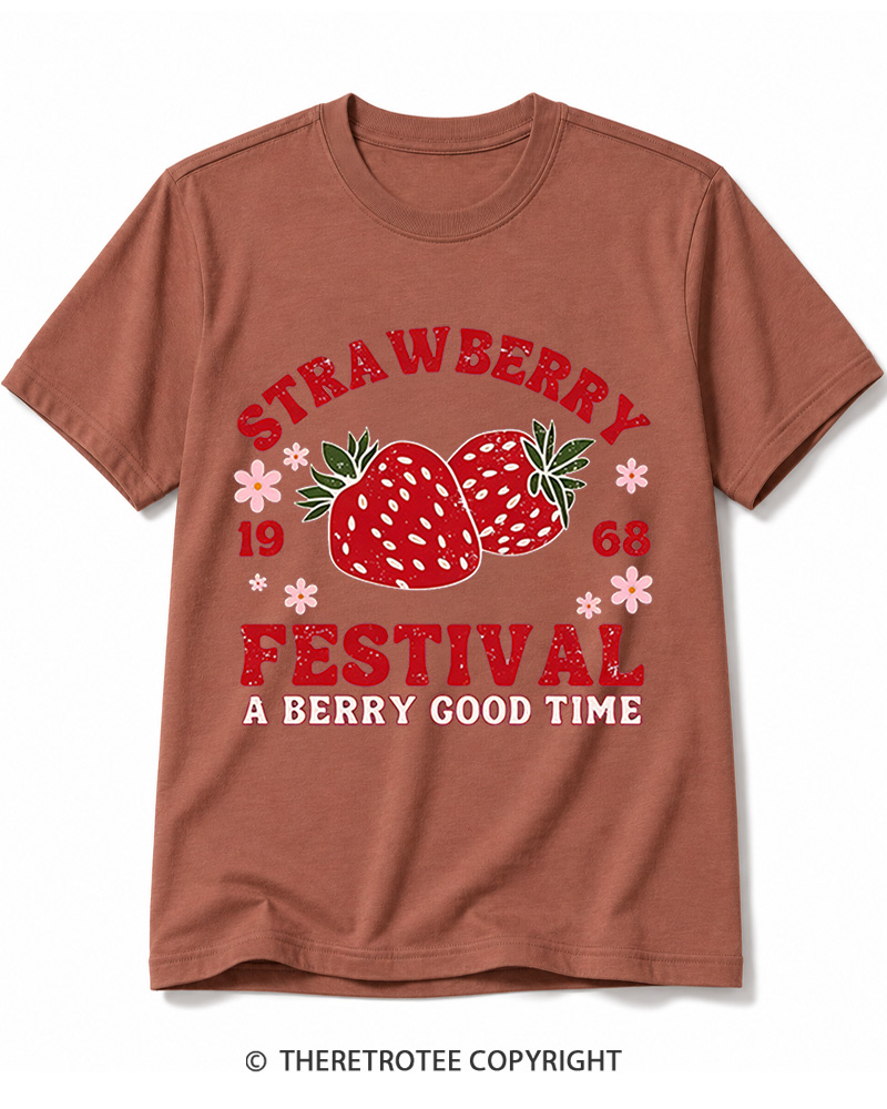 TheRetroTee 1968 Vintage Strawberry Festival Cotton T-Shirt