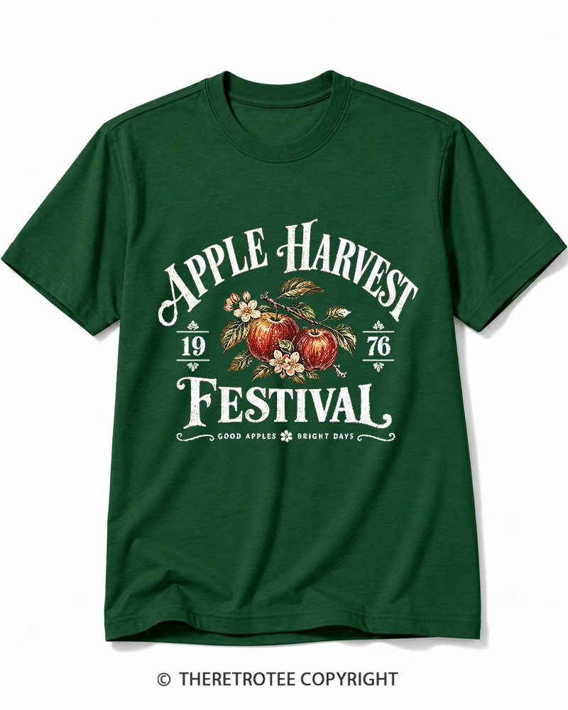 TheRetroTee 1976 Vintage Apple Harvest Graphic Cotton T-Shirt