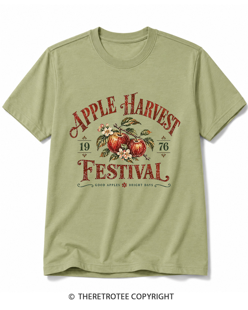 TheRetroTee 1976 Vintage Apple Harvest Graphic Cotton T-Shirt