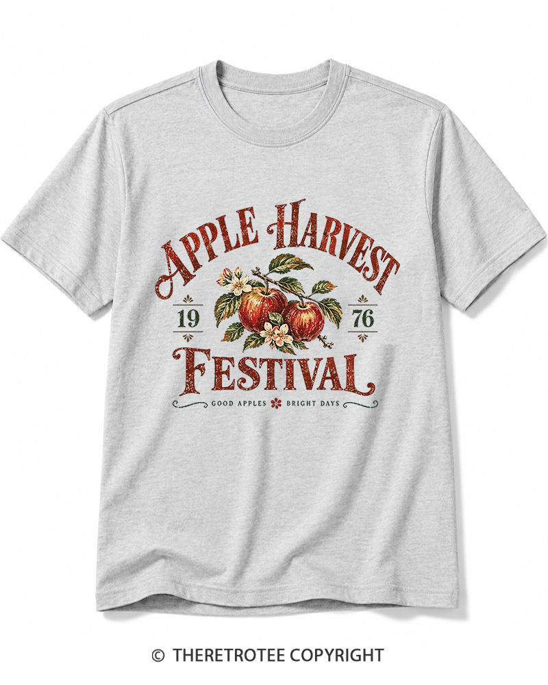 TheRetroTee 1976 Vintage Apple Harvest Graphic Cotton T-Shirt