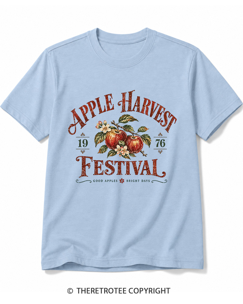 TheRetroTee 1976 Vintage Apple Harvest Graphic Cotton T-Shirt