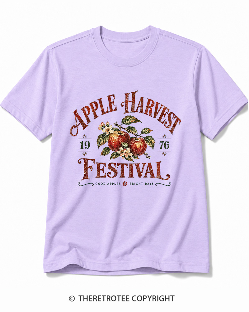 TheRetroTee 1976 Vintage Apple Harvest Graphic Cotton T-Shirt