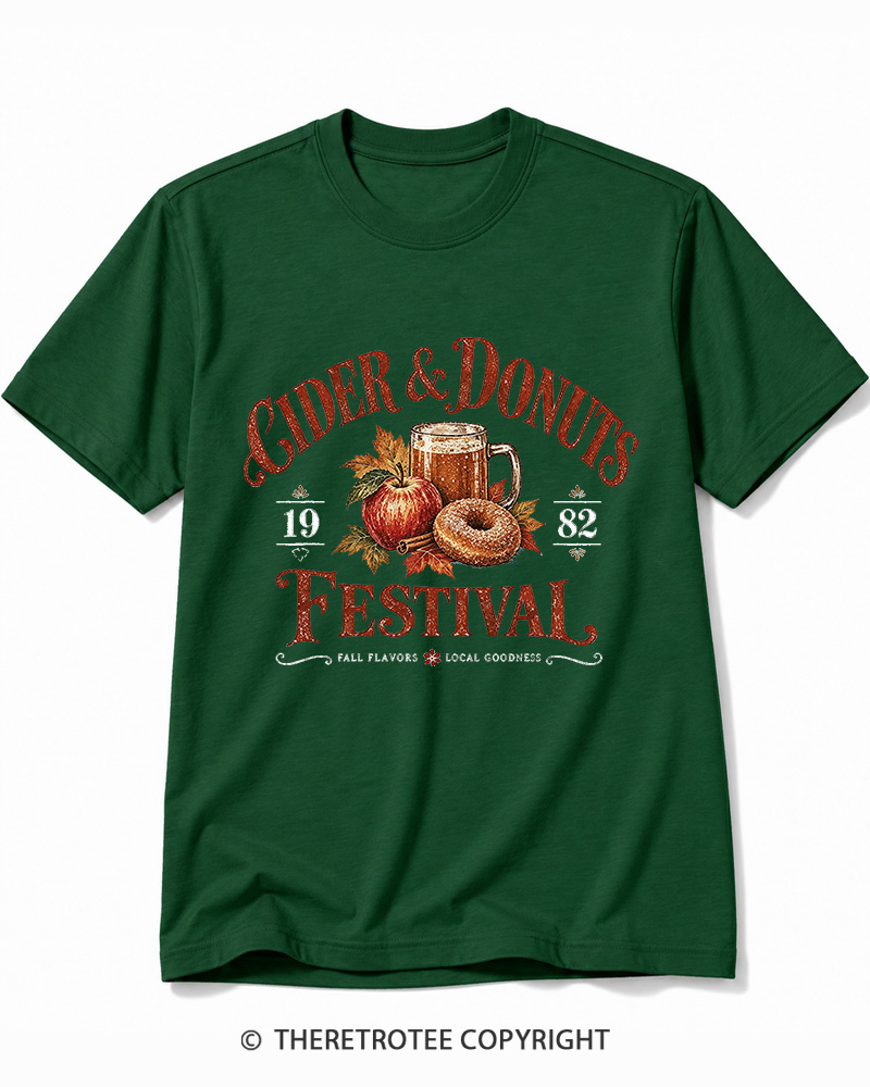 TheRetroTee 1982 Vintage Cider & Donuts Graphic Cotton T-Shirt