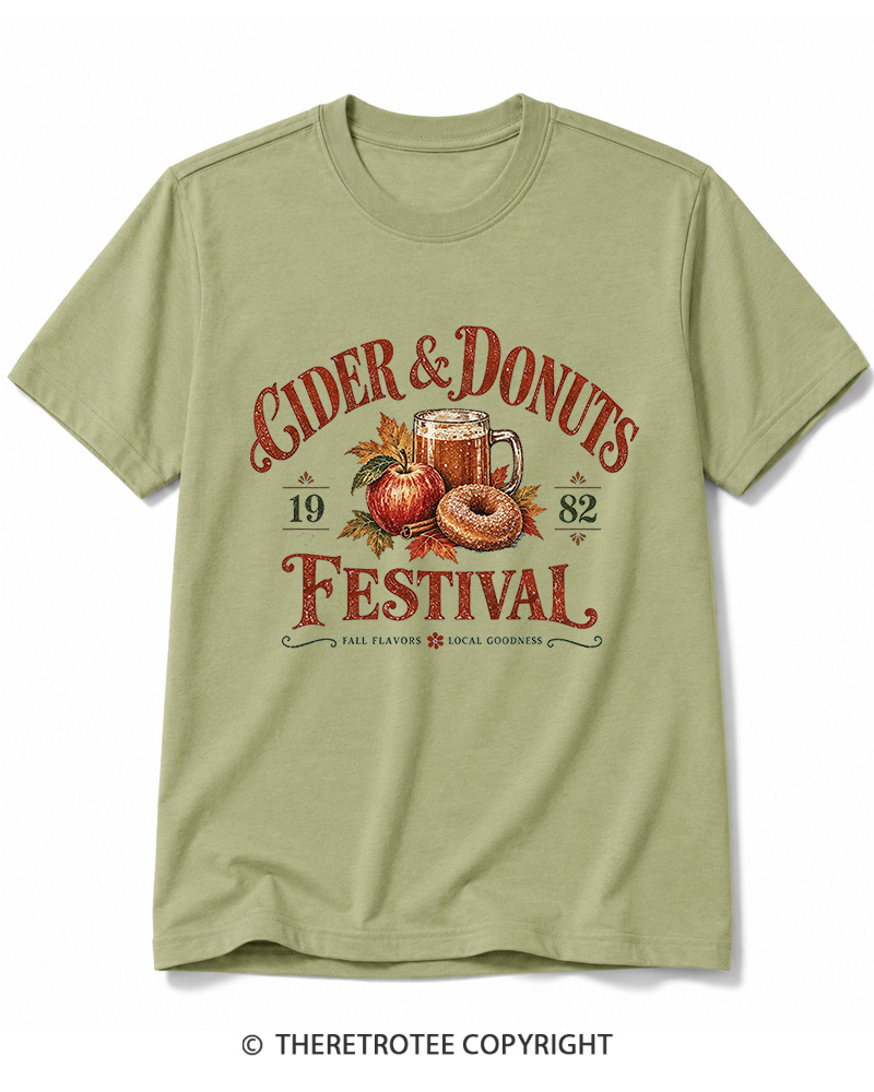 TheRetroTee 1982 Vintage Cider & Donuts Graphic Cotton T-Shirt