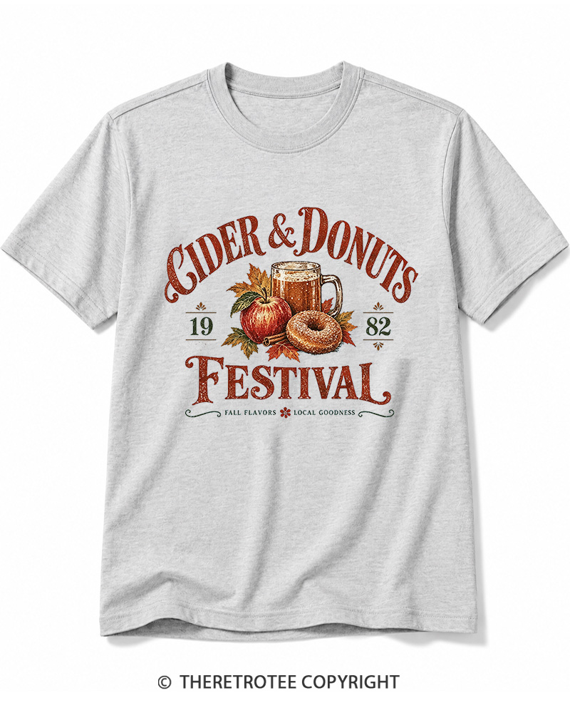 TheRetroTee 1982 Vintage Cider & Donuts Graphic Cotton T-Shirt